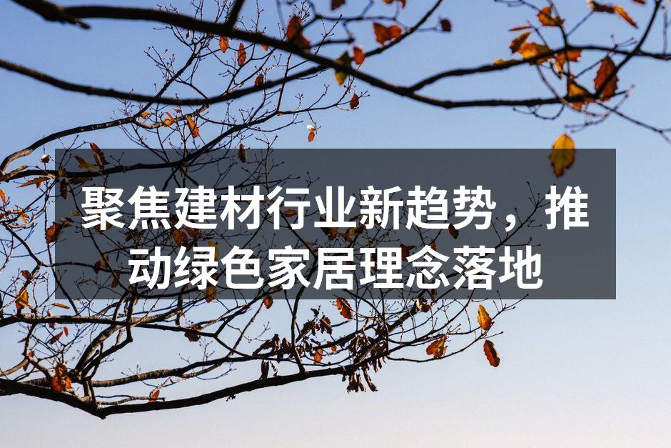 聚焦建材行业新趋势，推动绿色家居理念落地